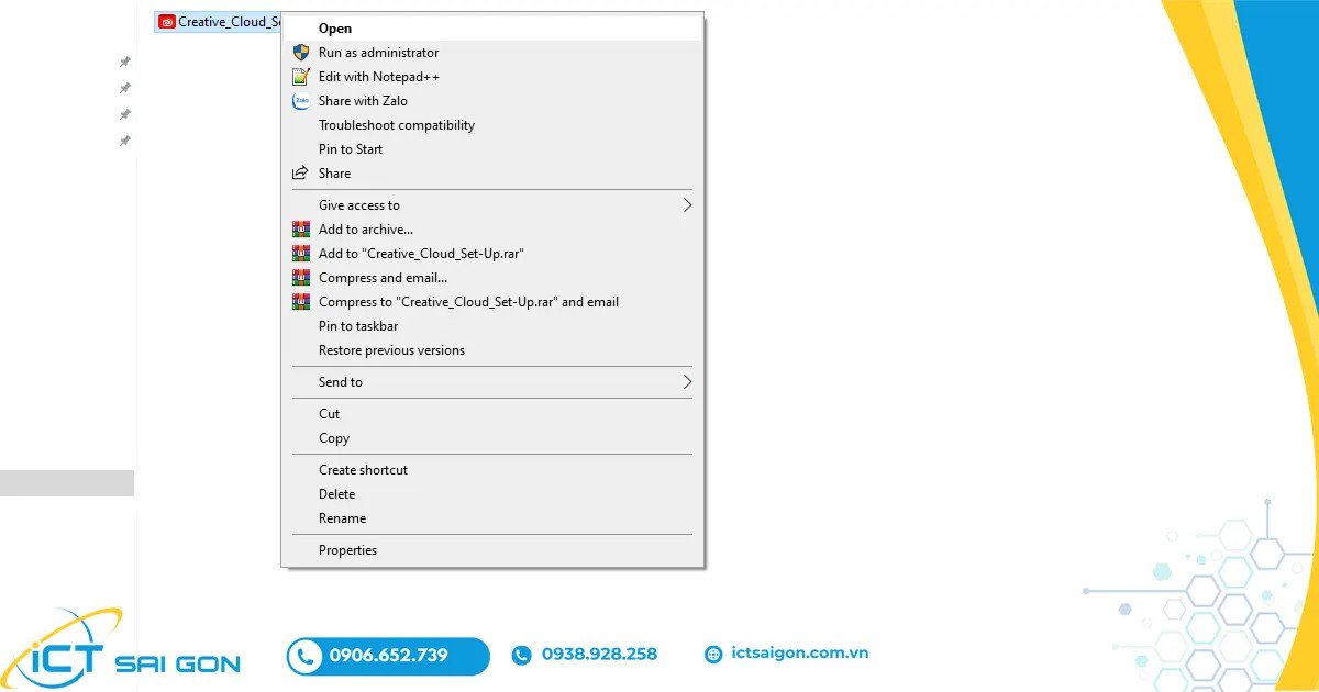Chạy file cài đặt Creative Cloud trên máy tính