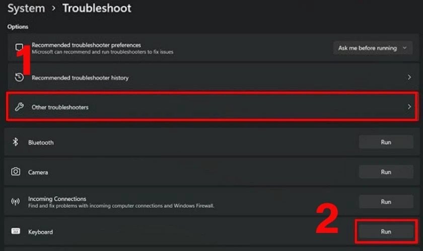 Chạy Keyboard Troubleshooter để xử lý bàn phím laptop phản hồi chậm