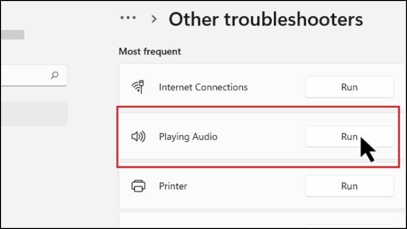 Chạy trình Troubleshoot sound problems để dò tìm và khắc phục sự cố âm thanh Windows 11