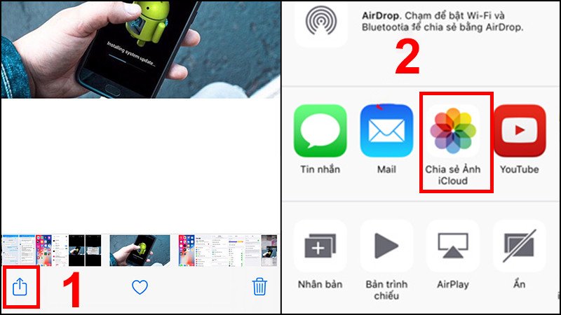 Chia sẻ hình ảnh lên iCloud từ iPhone