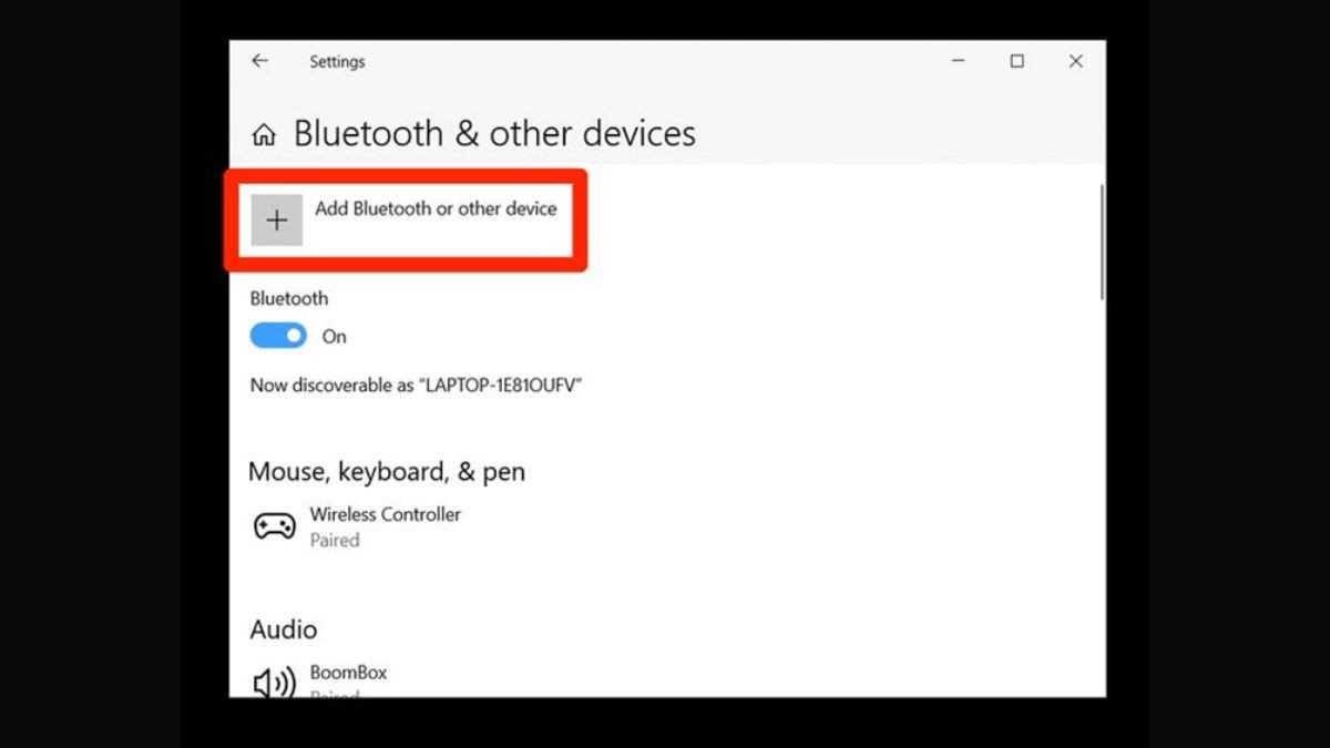 Chọn "Add Bluetooth or other devices" trong phần Devices để tìm thiết bị bàn phím