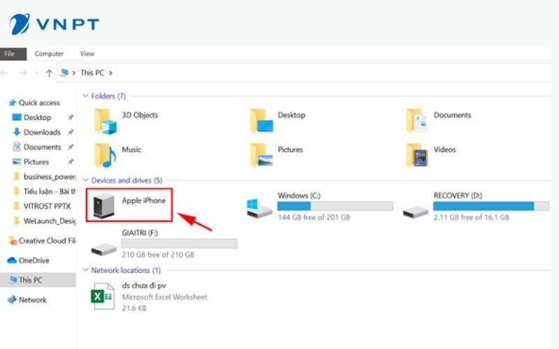 Chọn "Apple iPhone" trong My Computer để sao lưu dữ liệu