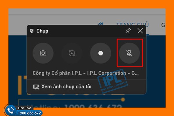 Chọn biểu tượng Micro để bật tính năng quay màn hình có âm thanh
