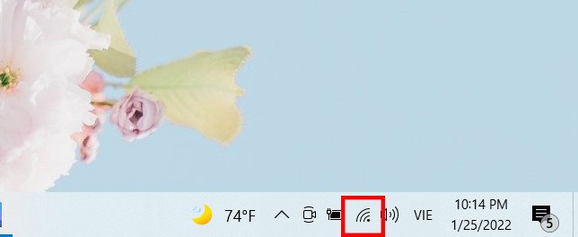 Chọn biểu tượng Wi-Fi trên Taskbar để tắt chế độ máy bay trên laptop HP