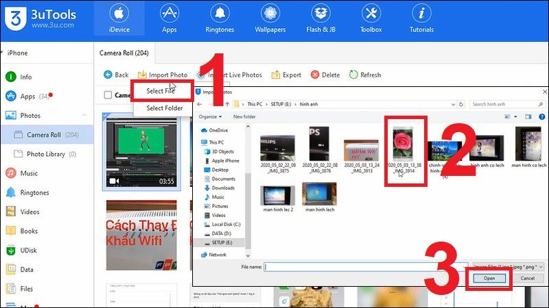 Chọn các tệp ảnh bạn muốn chuyển từ laptop vào iPhone