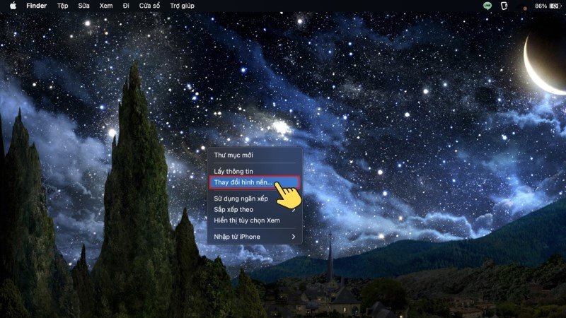 Chọn Change Wallpaper để thay ảnh nền Macbook