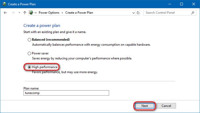 Chọn chế độ hiệu suất cao cho laptop