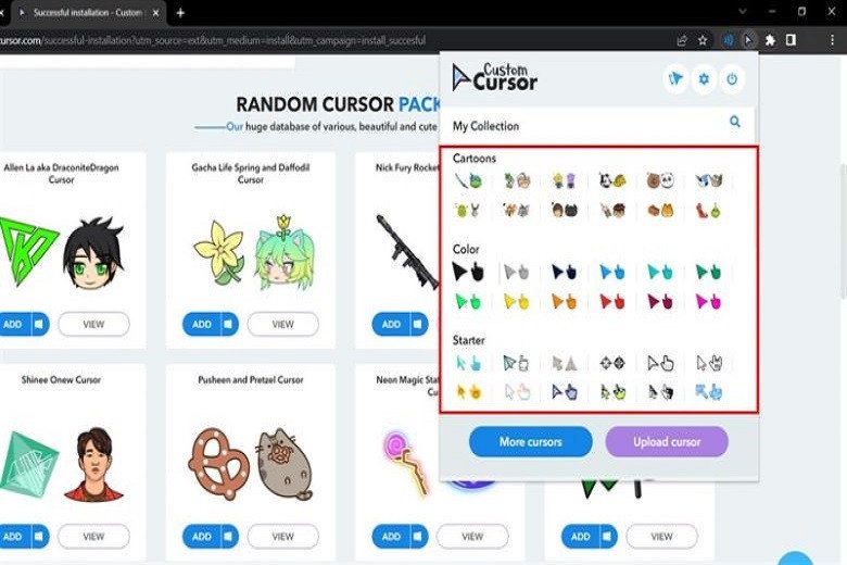 Chọn con trỏ chuột ưng ý từ thư viện Custom Cursor