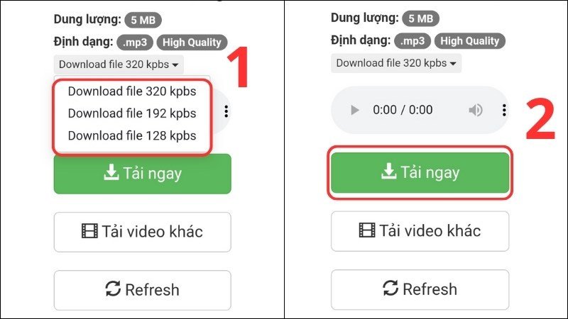 Chọn định dạng MP3 và nhấn Tải ngay trên X2convert.com