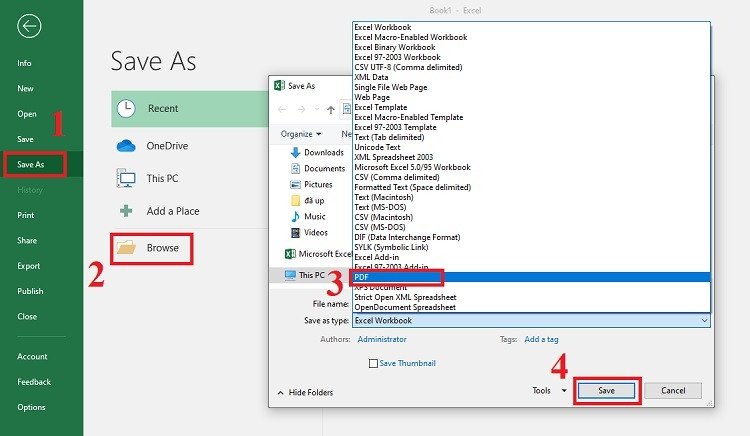 Chọn định dạng PDF khi lưu file Excel để chia sẻ dễ dàng hơn