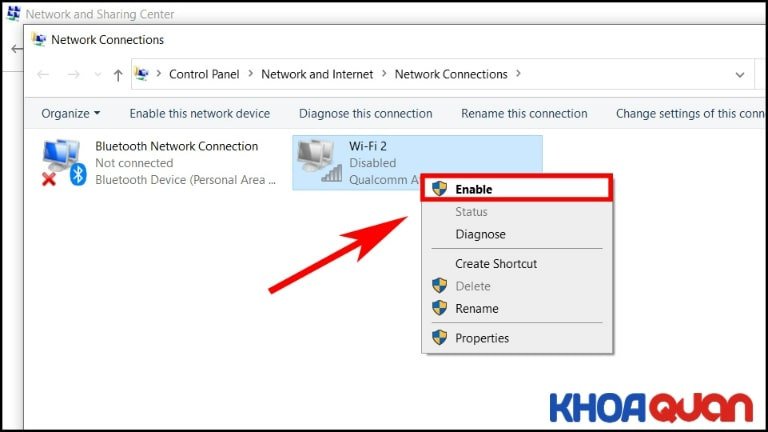 Chọn Enable để bật Wifi cho máy Dell