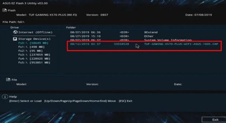 Chọn file cập nhật BIOS
