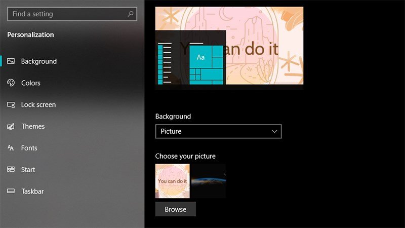 Chọn file hình ảnh đã thiết kế để cài đặt làm hình nền laptop