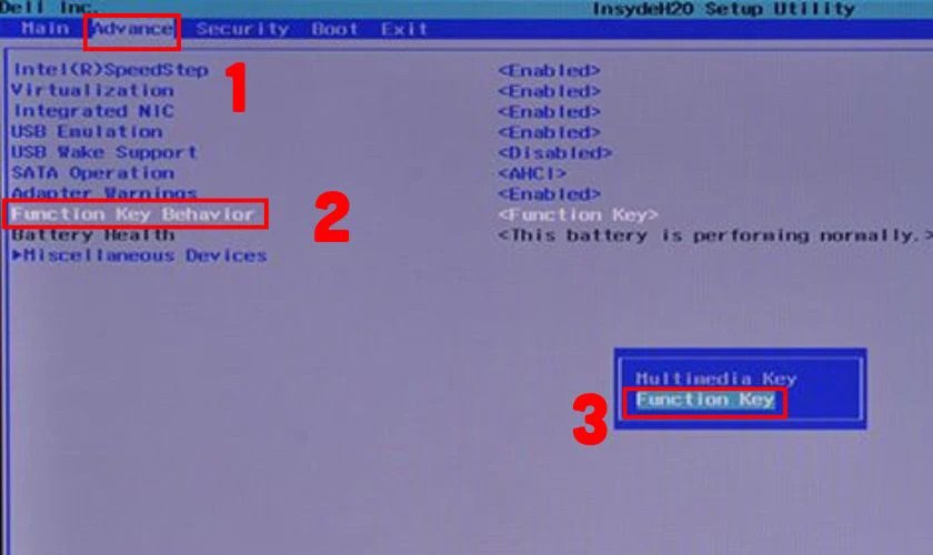 Chọn Function Key trong BIOS DELL
