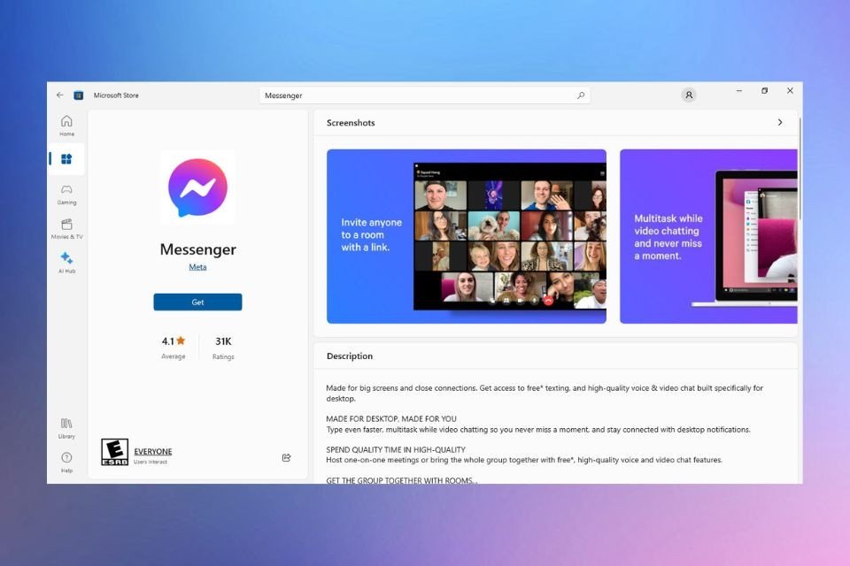 Chọn Get để tải Messenger