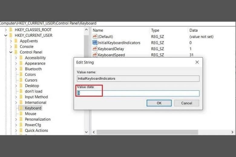 Chọn giá trị để bật Numlock