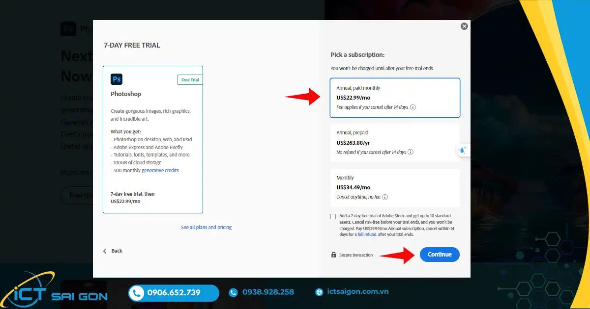 Chọn gói đăng ký Photoshop phù hợp
