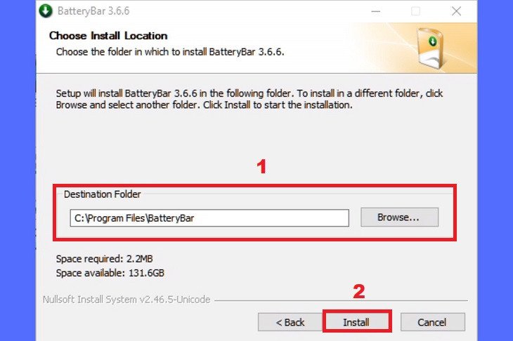 Chọn Install để hoàn tất cài đặt BatteryBar