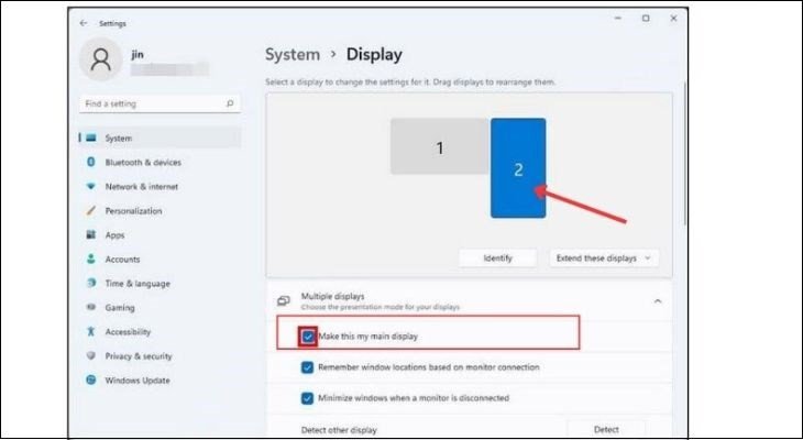 Chọn màn hình chính trên Windows 11