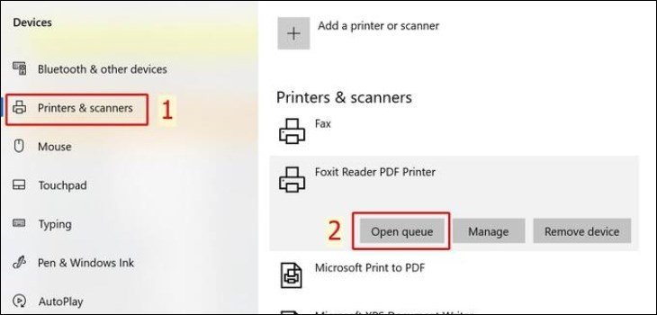 Chọn máy in và mở hàng đợi in để hủy các tài liệu