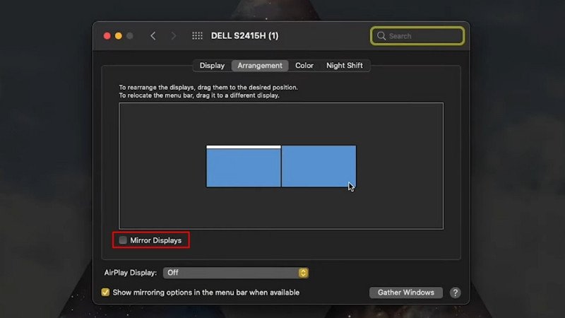Chọn mục Mirror Displays ThinkPro