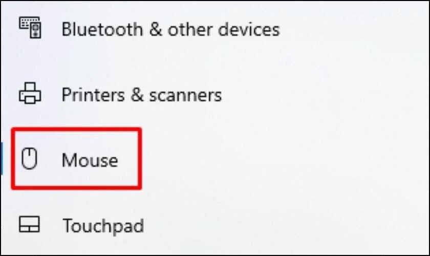 Chọn mục Mouse trong cài đặt Devices để tùy chỉnh các thông số của chuột