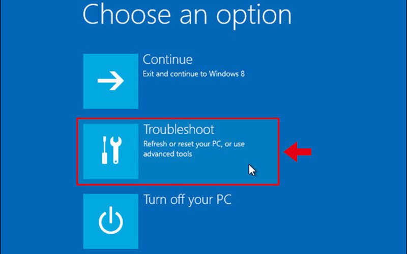 Chọn mục Troubleshoot