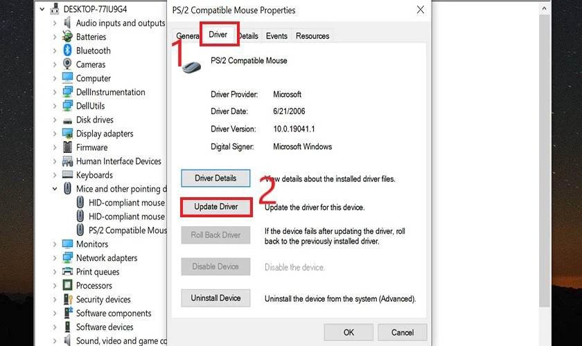 Chọn mục Update Driver