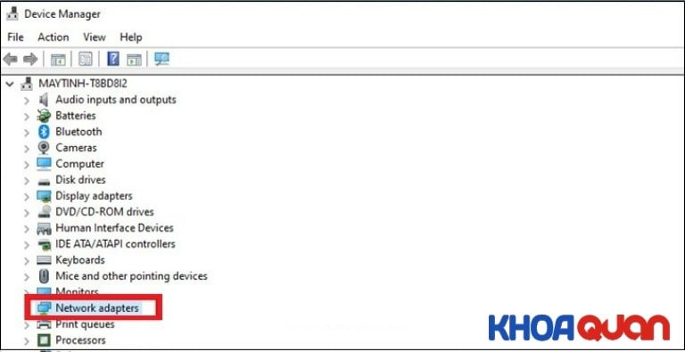 Chọn Network Adapters ở Device Manager