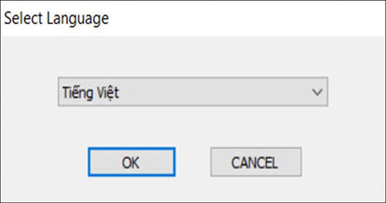 Chọn ngôn ngữ hiển thị cho quá trình cài đặt driver