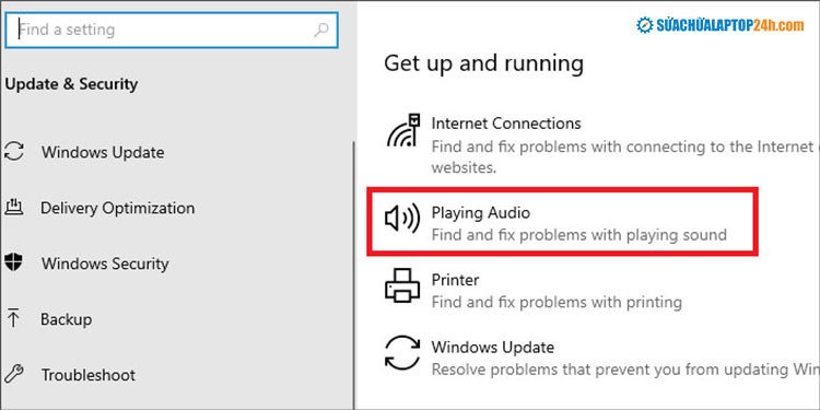 Chọn Playing Audio để chạy công cụ gỡ rối
