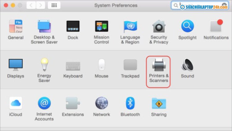 Chọn Printers &amp; Scanners để thêm máy in trên macOS