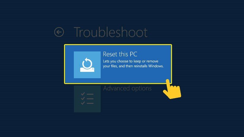 Chọn Reset this PC để thực hiện cách reset laptop Win 10