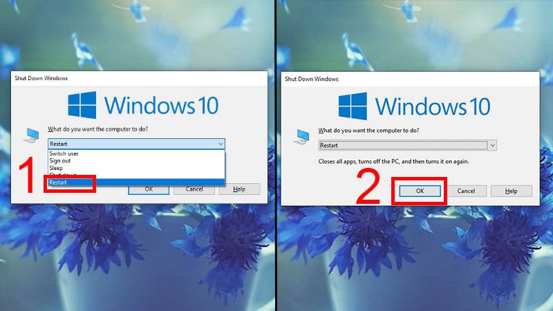 Chọn Restart để khởi động lại hệ thống và khắc phục lỗi touchpad không click được