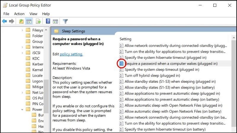 Chọn Sleep Settings để tắt khóa màn hình laptop