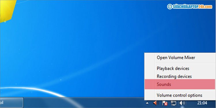 Chọn Sounds để khắc phục loa rè laptop