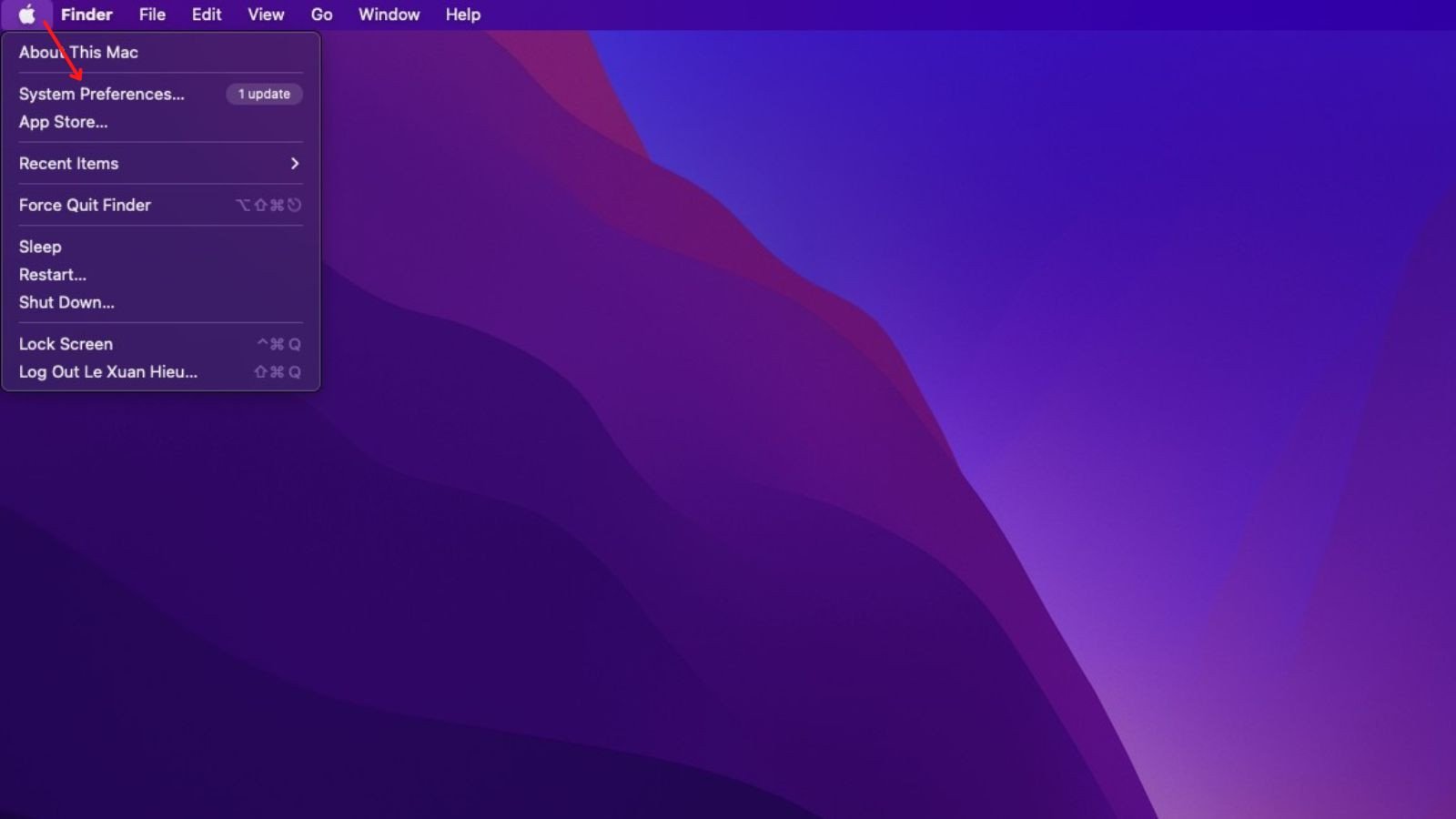 Chọn System Settings từ menu Apple