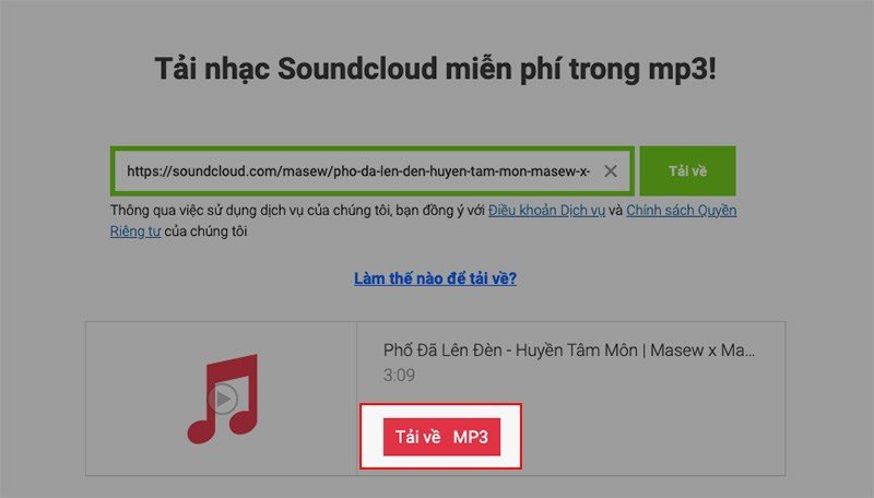 Chọn tải về MP3 trên SaveFrom.net