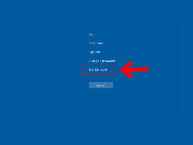 Chọn Task Manager từ màn hình Ctrl Alt Del để tắt chương trình