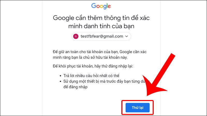 Chọn thử cách khác để đặt lại mật khẩu Gmail trên laptop