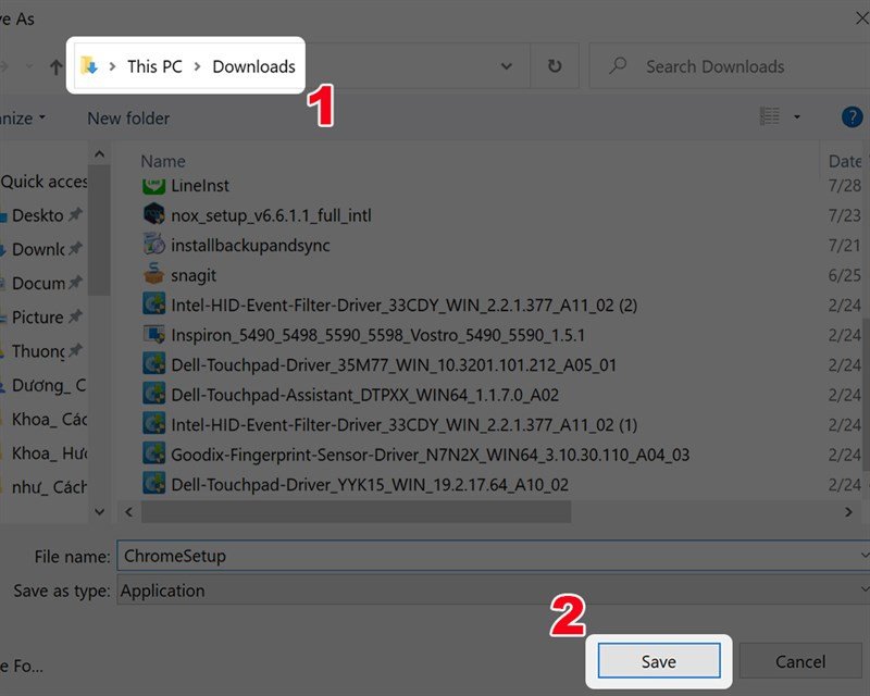 Chọn thư mục lưu file cài đặt trình duyệt Google Chrome