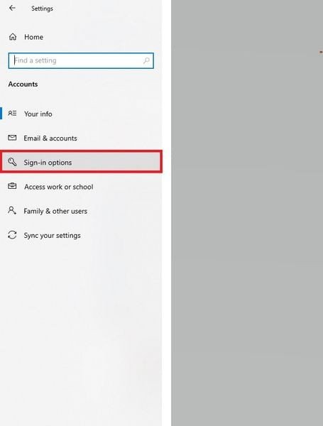 Chọn tùy chọn đăng nhập để gỡ mật khẩu máy tính