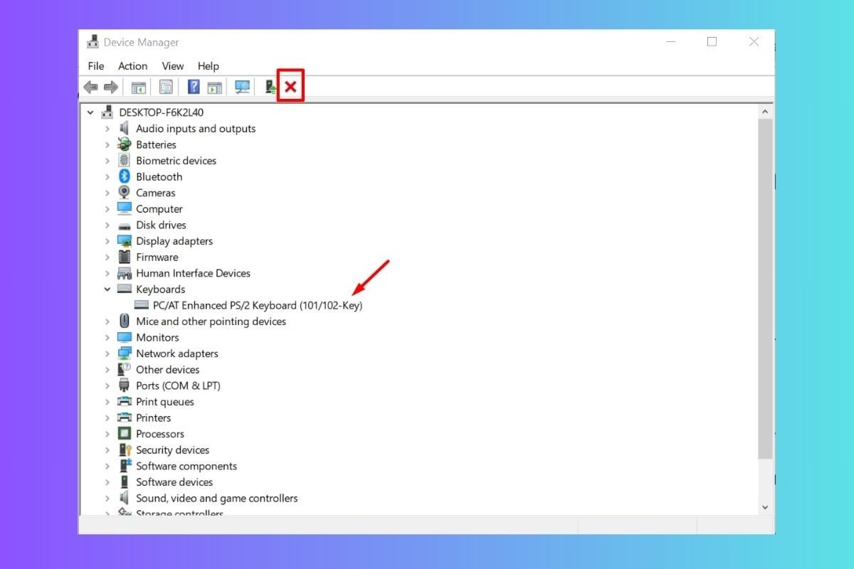 Chọn Uninstall device để gỡ cài đặt driver bàn phím