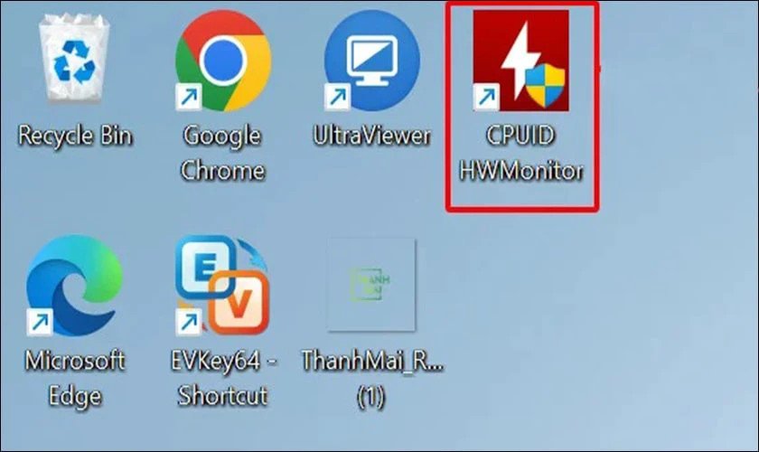Chọn vào biểu tượng CPUID HWMonitor trên máy tính