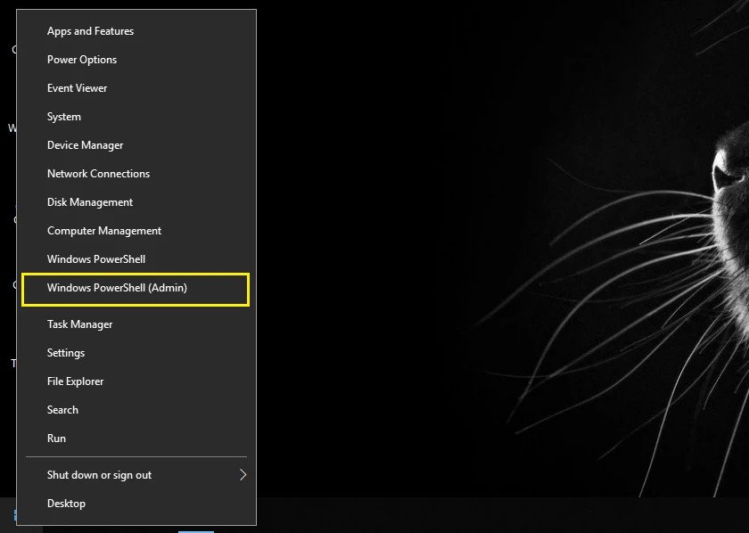 Chọn Windows PowerShell (Admin) để hẹn giờ tắt laptop Win 10