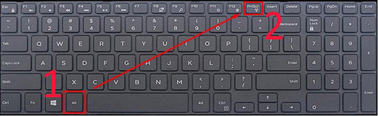 Chụp ảnh màn hình laptop Dell bằng phím tắt PrtSc kết hợp Alt để sao chép hình ảnh vào bộ nhớ tạm