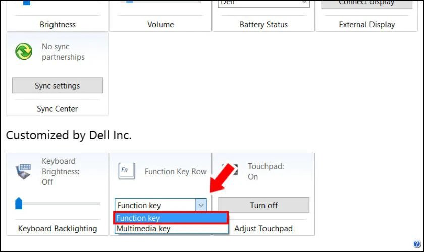 Chuyển Function Key Row sang Function Key trong Mobility Center