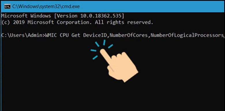 Command Prompt xem CPU máy tính