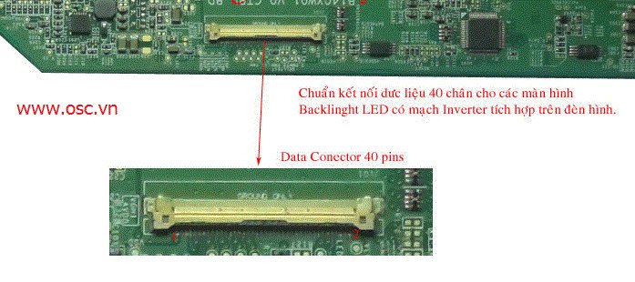 Cổng kết nối dữ liệu 40 chân thường thấy trên màn hình LED laptop