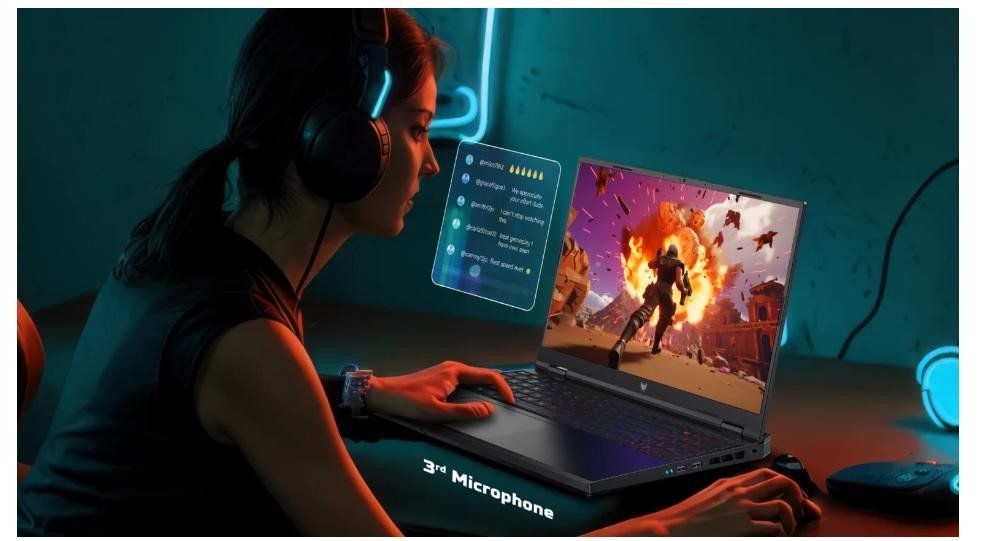 Công nghệ PurifiedVoice 2.0 AI giúp loại bỏ tiếng ồn, tăng cường giao tiếp trên laptop Acer Predator Helios Neo 16 PHN16-71-53M7
